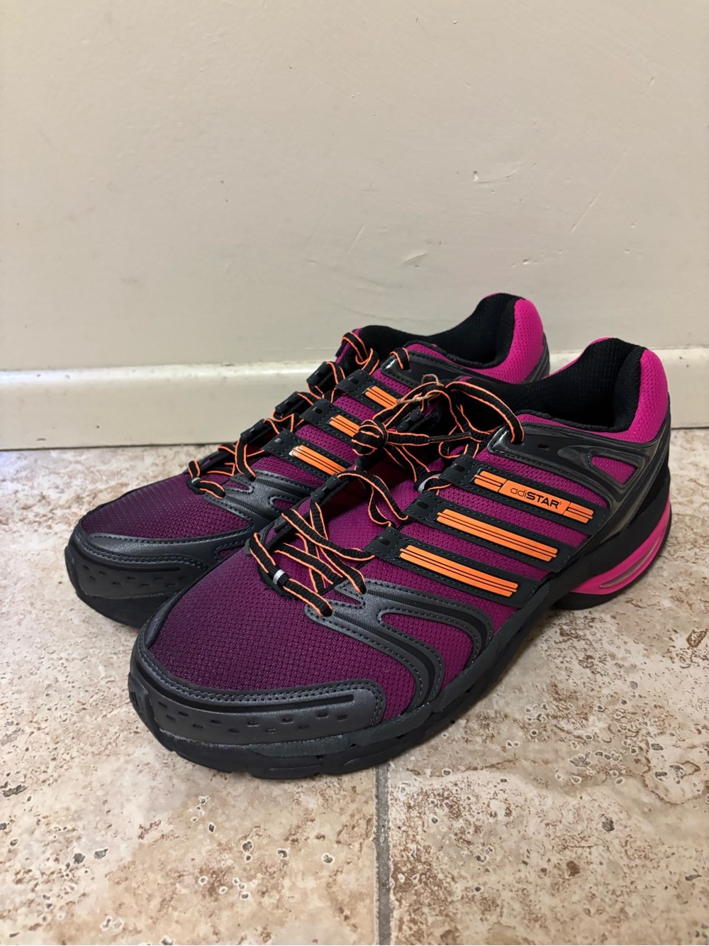 adidas Men's Adistar Control 5 KI8592 Core Black Purple Orange Sneakers Size 14